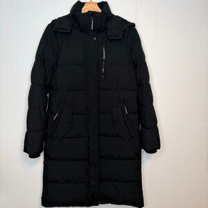 BCBG Generation Black Coat Zip Front Removable Hood Size XS